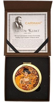 Kunstnerisk Taskespejl med Klimt-motiv. Et Eleganceikon til Hverdagen