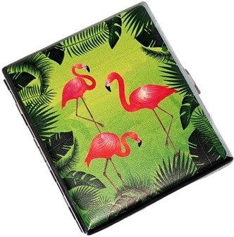 Stilfuldt cigaretetui metal. Beskyt 20 cigaretter med flamingo-design