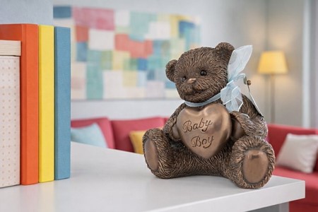 Smuk romantisk bamse figur i bronze – unik gave til hende