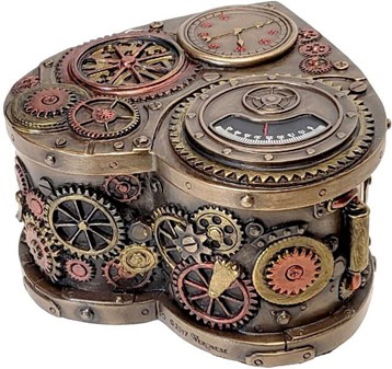 18 ÅRS GAVE. Unik hjerteformede smykkeskrin i Steampunk stil
