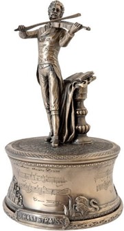 Tidsrejse til Wien. Elegant Johann Strauss Bronzefigur med Spilledåse