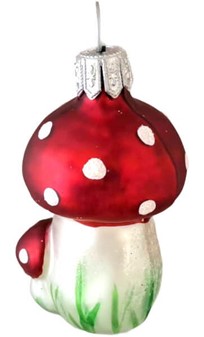 JULETRÆSPYNT GLAS. Julekugler figur af dobbelt lille røde fluesvamp