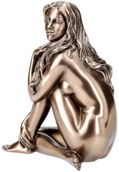 Romantisk bronzefigur. Sensuel kvindeakt i kunstnerisk lille form