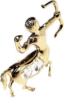 STJERNETEGN FIGUR SKYTTEN. Elegance i Forgyldt Metal og 4 Krystaller