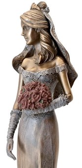 BRYLLUPSFIGUR. Smuk bronze figur af bruden med en bryllupsbuket