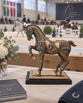 Gave til Rytter. Bronze Hestefigur. Symbol på Styrke, Frihed, Skønhed