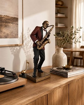 Jazzsaxofonist Figur. Perfekt og stilfuld gave til musikelskere