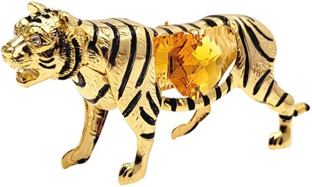LILLE JULEGAVE TIL HAM. Smuk forgyldt tiger med Swarovski krystaller