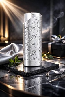 KVALITETS LIGHTER. Elegant lighter i sølv med "Good Luck"
