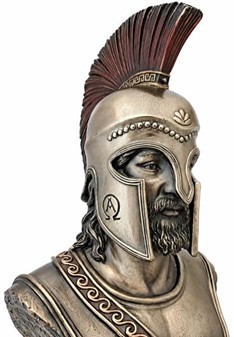 GAVE TIL BEDSTE VEN. Bronze buste af spartansk kriger i korinth hjelm