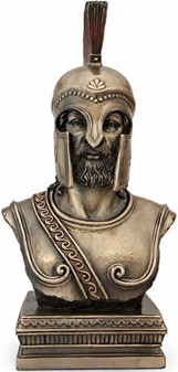 GAVE TIL BEDSTE VEN. Bronze buste af spartansk kriger i korinth hjelm