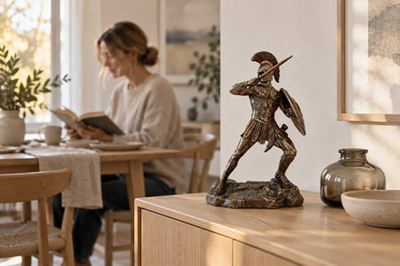 GRÆSKE HELTE. Bronze figur af Hektor den tapreste af trojanske krigere