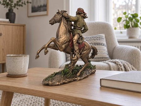 INDIANER FIGUR. Apache på hest, bronze dekoration til hjemmet