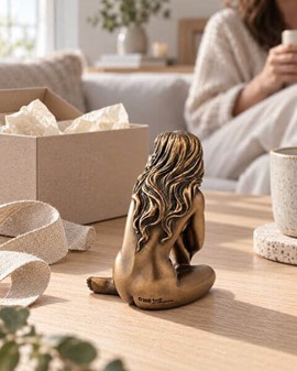 Romantisk bronzefigur. Sensuel kvindeakt i kunstnerisk lille form