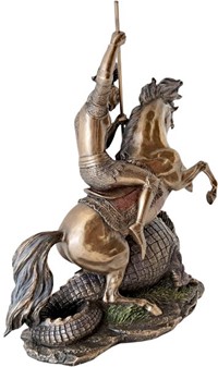 Eksklusiv Sankt Jørgen og dragen figur. Styrke, tro og sejr i bronze