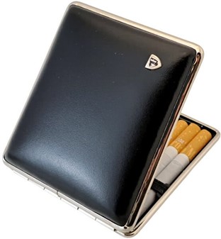 FARS DAG GAVEIDEER. Vom Hofe cigaretetui lavet af ægte læder i sort