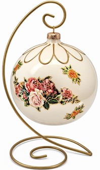 HVIDT JULEPYNT. Eksklusiv stor julekugle i mundblæst glas, Ø 15 cm