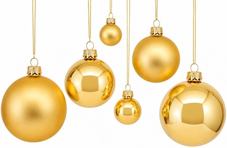Guld julekugler i glas fra Polen, mat & blank. Ø 3, 6 og 8 cm at vælge