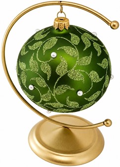 Billige grønne glas julekugler med et plantemotiv, Ø 10 cm 6 stk