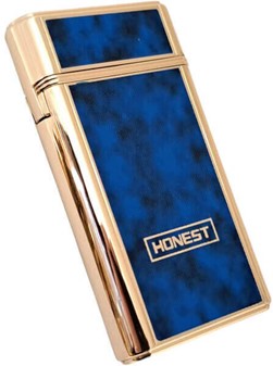 USB Elektrisk Lighter med Dobbelt Lysbue. Guld og Blå Marmor Finish