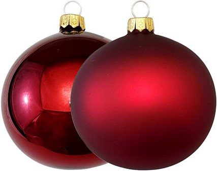 Polske billige burgundy farve julekugler glas, mat/blank. Ø 3, 6, 8 cm
