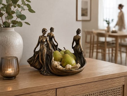 MORSDAG GAVE. Unik art nouveau skål med tre Lady til bolig dekoration