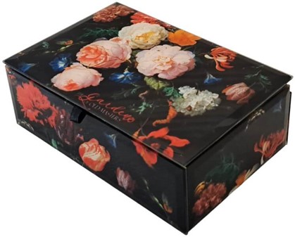 SMYKKESKRIN. Elegant Barok Blomster Glas Lille Smykkeopbevaring