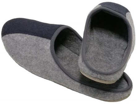 HERRE TØFLER. Billige, filtede grå-marineblå slippers mænd