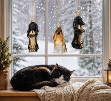 En gravhund på et juletræ? Hvorfor ikke. Glasbrun gravhund fra Polen