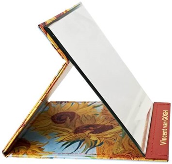 Fristående spejl i et unikt etui med "Solsikker" af Vincent van Gogh