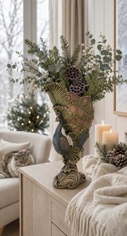 Påfugl vase til tørrede blomster. Perfekt gave til ny lejlighed