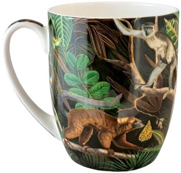 KOPPER MED BILLEDE. To kopper i eksotisk humør. Junglemotiv og lemurer