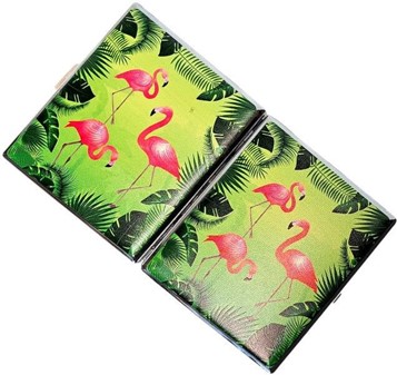Stilfuldt cigaretetui metal. Beskyt 20 cigaretter med flamingo-design