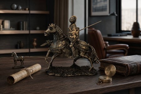 Ridder på hest statue. En Stue Dekoration Med Historie og Sjæl