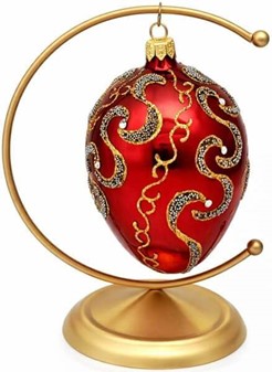Rigt dekoreret specielle julekugler. Glas bordeaux skinnende æg. 13 cm