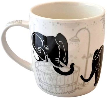 KRUS PORCELÆN. Elegant porcelænskrus med kunstnerisk elefant design
