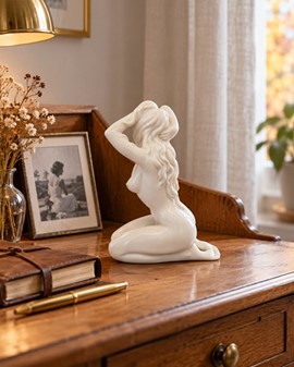 ROMANTISKE GAVER. Hvide porcelænsfigur af en nøgen kvinde