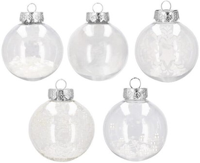 Unikke, gennemsigtige julekugler plastik i hvidt, 30 stk, Ø 7 cm