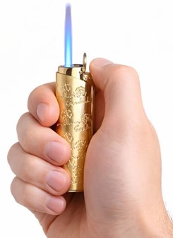 GAS LIGHTER. Eksklusiv Guld Lighter med Jet Flamme