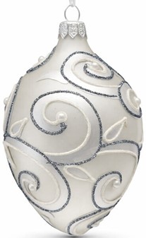 Kongeligt jule æg i håndmalet glas. Unik pynt med wow-effekt! H: 12 cm