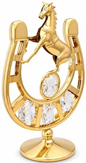 Forgyldt hestesko med Swarovski-krystaller. For heldigvis