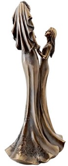 BRYLLUPSFIGUR. Smuk bryllupsgave, bronzefigur Bruden med brudepige