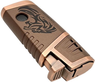Cigar Lighter. Kobber stormlighter med dobbelt Jet flamme og punch