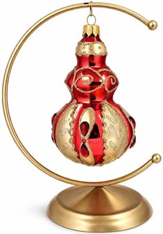 Polske rødt/guld julekugler glas i konge scepter form. 11 cm, 2 stk