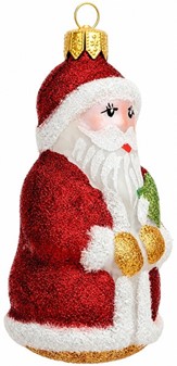 Rød julemand glasfigur til juletræet (10 cm) | Polsk julepynt