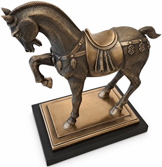 Gave til Rytter. Bronze Hestefigur. Symbol på Styrke, Frihed, Skønhed