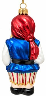 Polsk julepynt. Sød glas figur af pirat med øjeklap, højde 14,4 cm