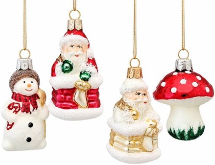 JULEKUGLER FIGURER. Eksklusivt julesæt med 12 mundblæste glas figurer