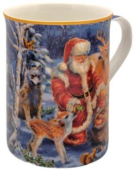 JULEKRUS. 4 Porcelæn Krus med Julemanden til Din Jul