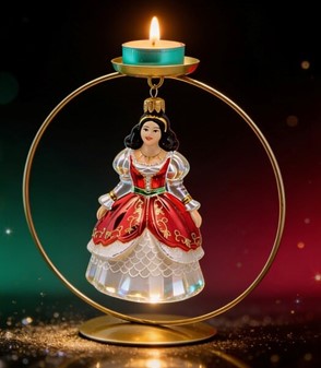 Unik julepynt. Flot glasfigur prinsesse at hænge på juletræet. 16 cm
